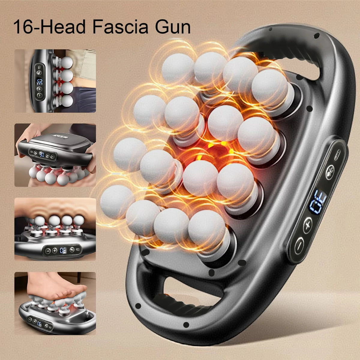 16-Head Fascia Massage Gun – Full Body Muscle Relief
